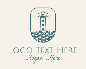 Accomodation - Blue Lighthouse Badge logo design