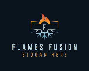 Flame Snowflake HVAC logo design