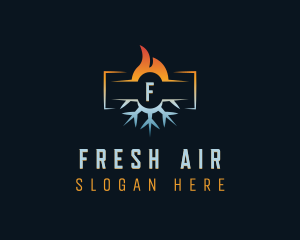 Flame Snowflake HVAC logo design