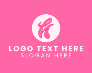 Curly - Pink Swirly Letter H logo design