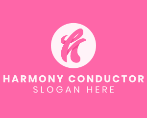 Pink Swirly Letter H logo design