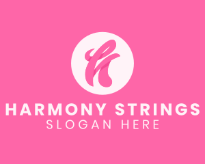 Pink Swirly Letter H logo design