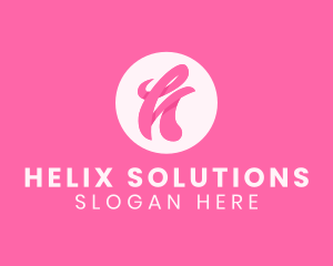 Pink Swirly Letter H logo design