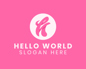 Pink Swirly Letter H logo design