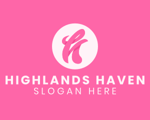 Pink Swirly Letter H logo design