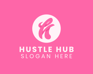 Pink Swirly Letter H logo design