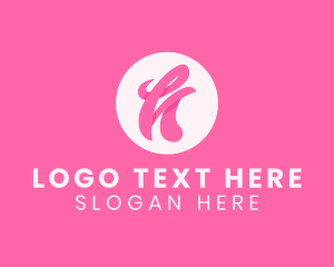 Yoga - Pink Swirly Letter H logo design