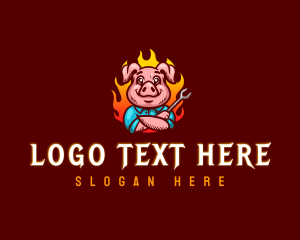 Barbeque - Flaming Pig Barbeque logo design