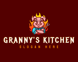 Flaming Pig Barbeque logo design