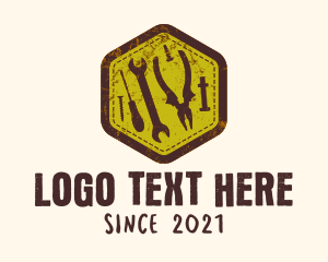 Rustic - Rustic Mechanic Tools Hexagon logo design