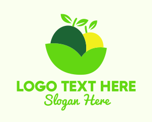 Fruit Farm - Fresh Fruit Leaf Bowl logo design