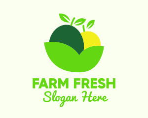 Fresh Fruit Leaf Bowl logo design