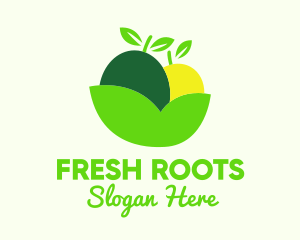 Fresh Fruit Leaf Bowl logo design