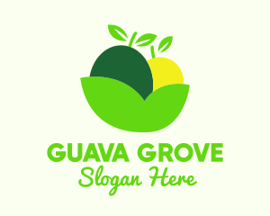 Guava - Fresh Fruit Leaf Bowl logo design