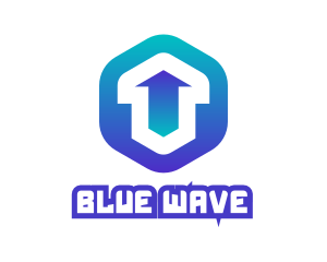 Blue Hexagon Arrow logo design