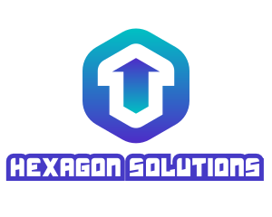 Blue Hexagon Arrow logo design