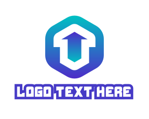 Upload - Blue Hexagon Arrow logo design