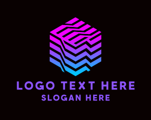 Gradient Media Cube Technology logo design