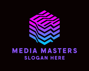 Media - Gradient Media Cube Technology logo design