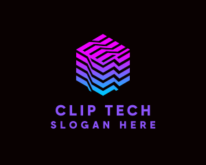 Gradient Media Cube Technology logo design