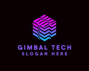 Gradient Media Cube Technology logo design