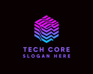 Gradient Media Cube Technology logo design