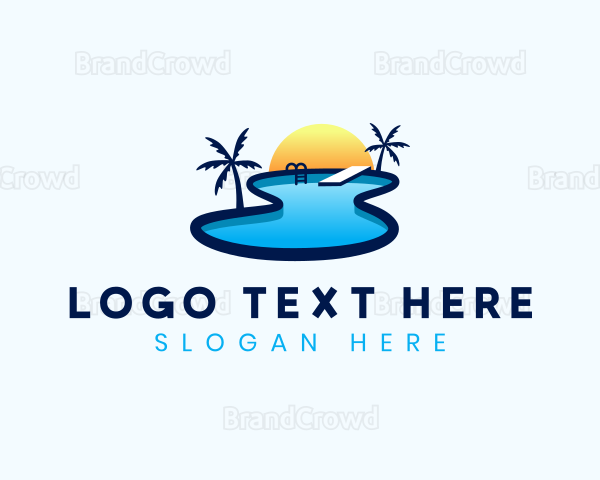 Swimming Pool Resort Logo