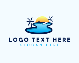 Pool - Swimming Pool Resort logo design