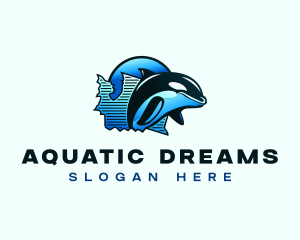 Aquatic Whale Orca  logo design