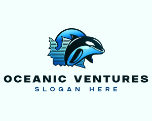 Aquatic Whale Orca  logo design