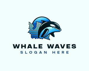 Aquatic Whale Orca  logo design