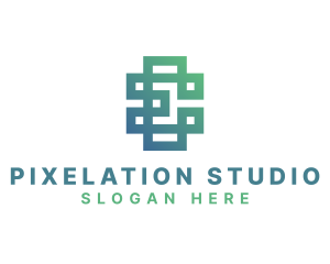 Pixelation - Tech Pixel Letter E logo design