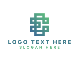Program - Tech Pixel Letter E logo design