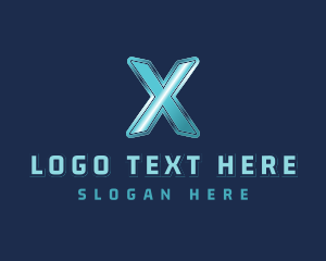 Ice - Blue Letter X logo design