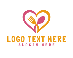 Eating - Utensil Heart Diner logo design