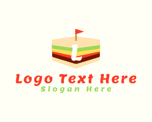 Hamburger - Sandwich Flag Cafeteria logo design