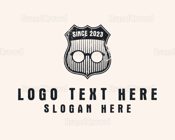 Grunge Eyewear Shield Badge Logo