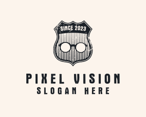 Grunge Eyewear Shield Badge logo design