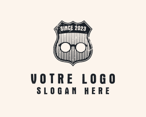 Eyesight - Grunge Eyewear Shield Badge logo design