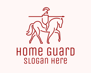 Minimalist Knight Guard Horse logo design