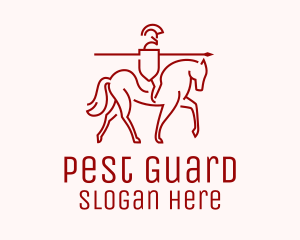 Minimalist Knight Guard Horse logo design