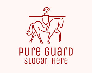 Minimalist Knight Guard Horse logo design