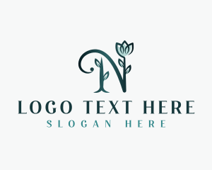 Letter N - Floral Elegant Flower Letter N logo design