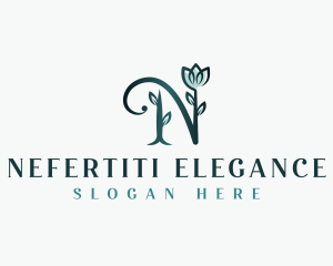 Floral Elegant Flower Letter N logo design