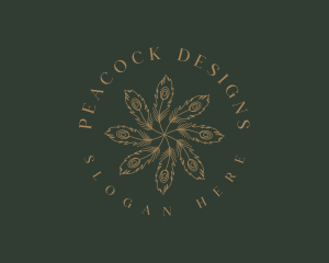 Mandala Peacock Feather logo design