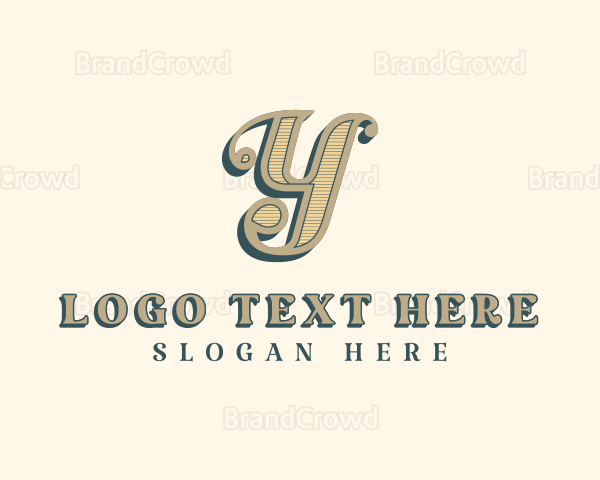 Wooden Western Brand Letter Y Logo