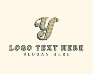 Typography - Wooden Western Brand Letter Y logo design
