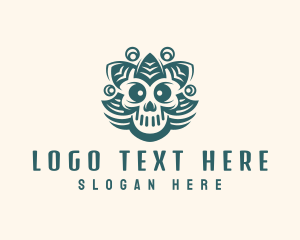 Skate Shop - Leaf Punk Skull logo design