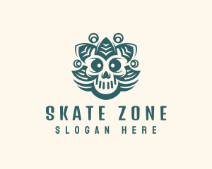 Skate - Leaf Punk Skull logo design