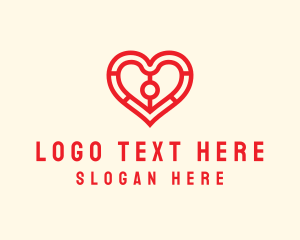 Date - Valentine Heart Outline logo design